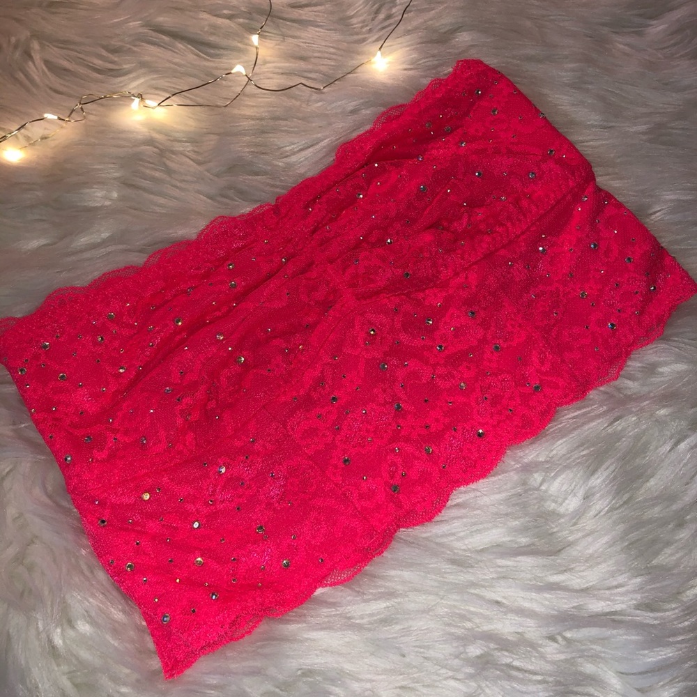 💗✨LOVE PINK Neon pink bandeau w/ bling (L) ✨💗